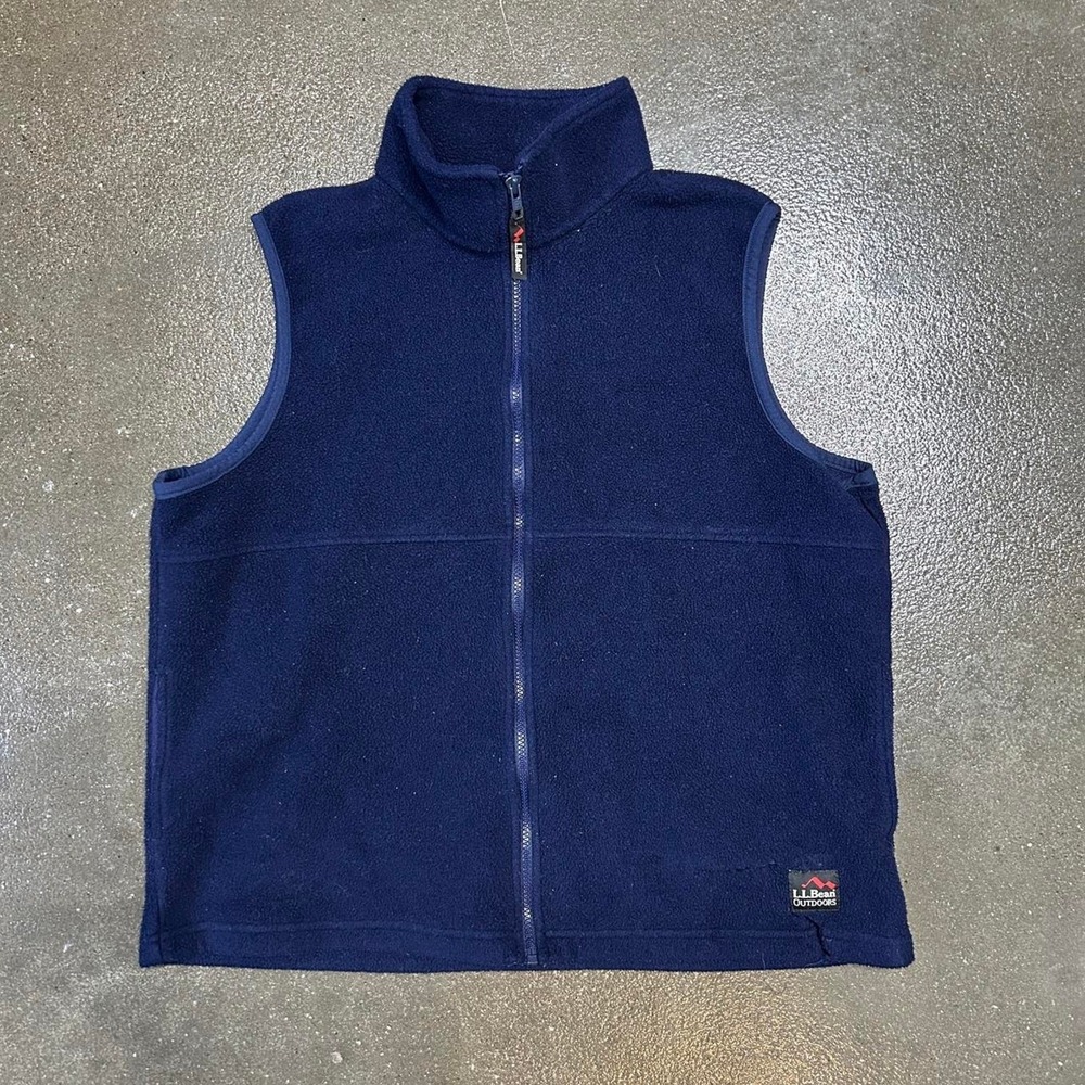 Vintage Y2K LL Bean Size Large Navy Fleece Vest